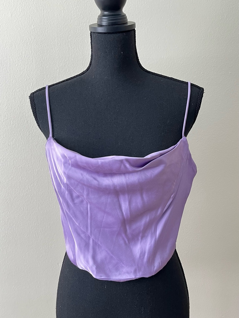 H&M Lilac Satin Cowl Neck Spaghetti Strap Camisole